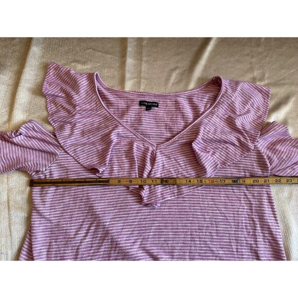 Womens Lane Bryant 18/20 Open Shoulder Short Sleeve Top Blouse Pink Stripe - Picture 6 of 8